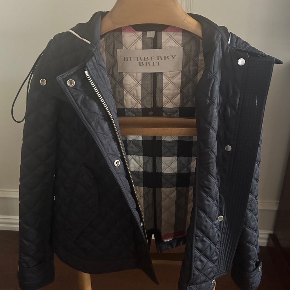 Burberry Brit Black Quilted Puffer Jacket with Hood - Picture 1 of 12